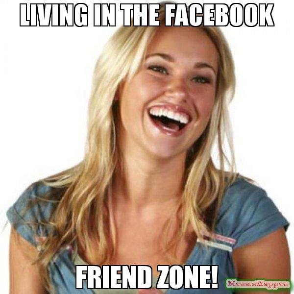 laughing blonde girl living facebook friend zone