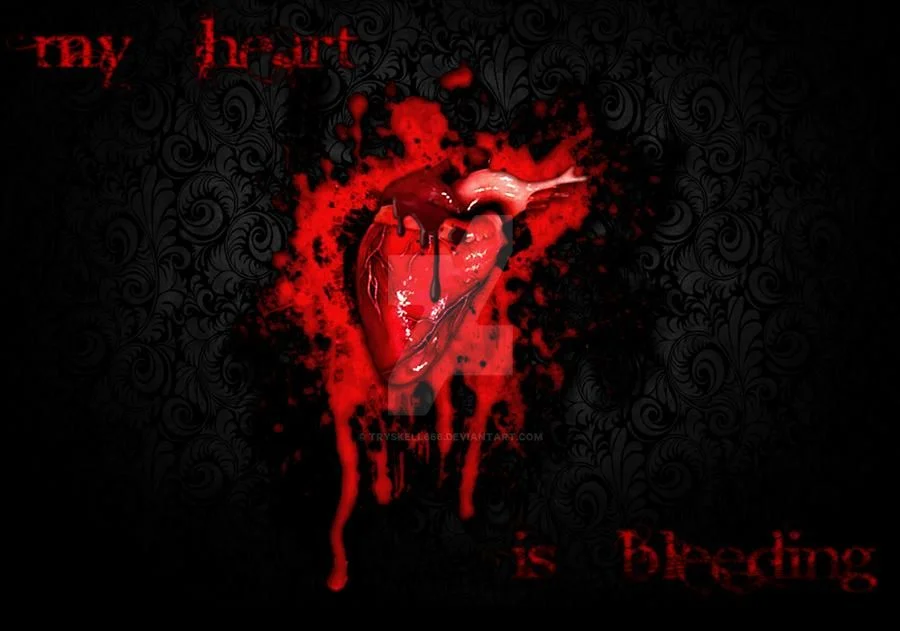 My Heart is Bleeding for You black and read picture of a bloody heart